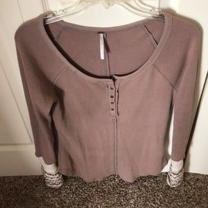 Free People thermal shirt with crochet …